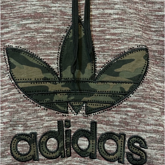 ADIDAS Pullover Hoodie Sequin Camo Logo Sweatshirt - Picture 3 of 8
